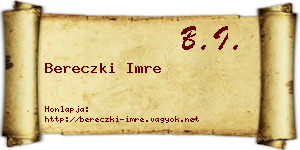 Bereczki Imre névjegykártya